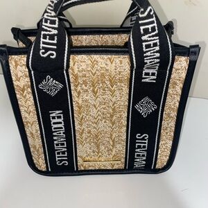 Steve Madden Black and Tan Tote Bag